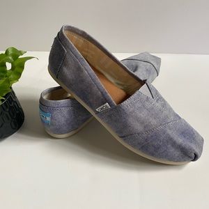 Toms Classic Blue Chambray Slip Ons